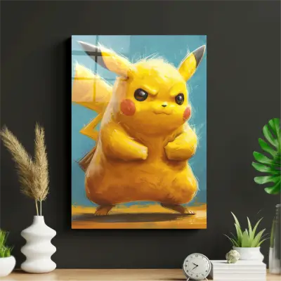 Pokemon Pikachu Temalı Metal Poster Tablo - 1